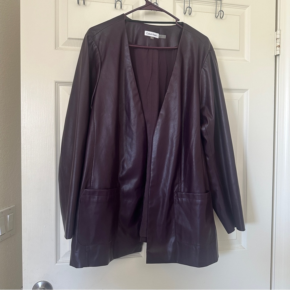 Calvin Klein Women's Plum Faux Leather Jacket